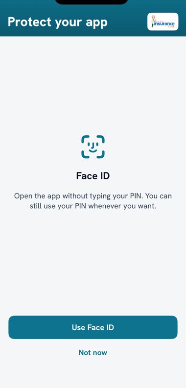 The app offering Face ID instead of the PIN