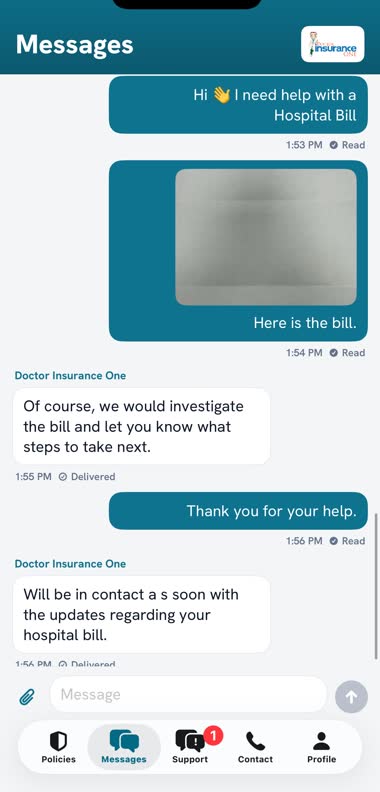 A conversation with the agency, with a photo attached