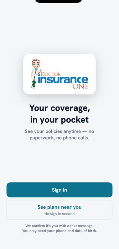 The app’s welcome screen on an iPhone