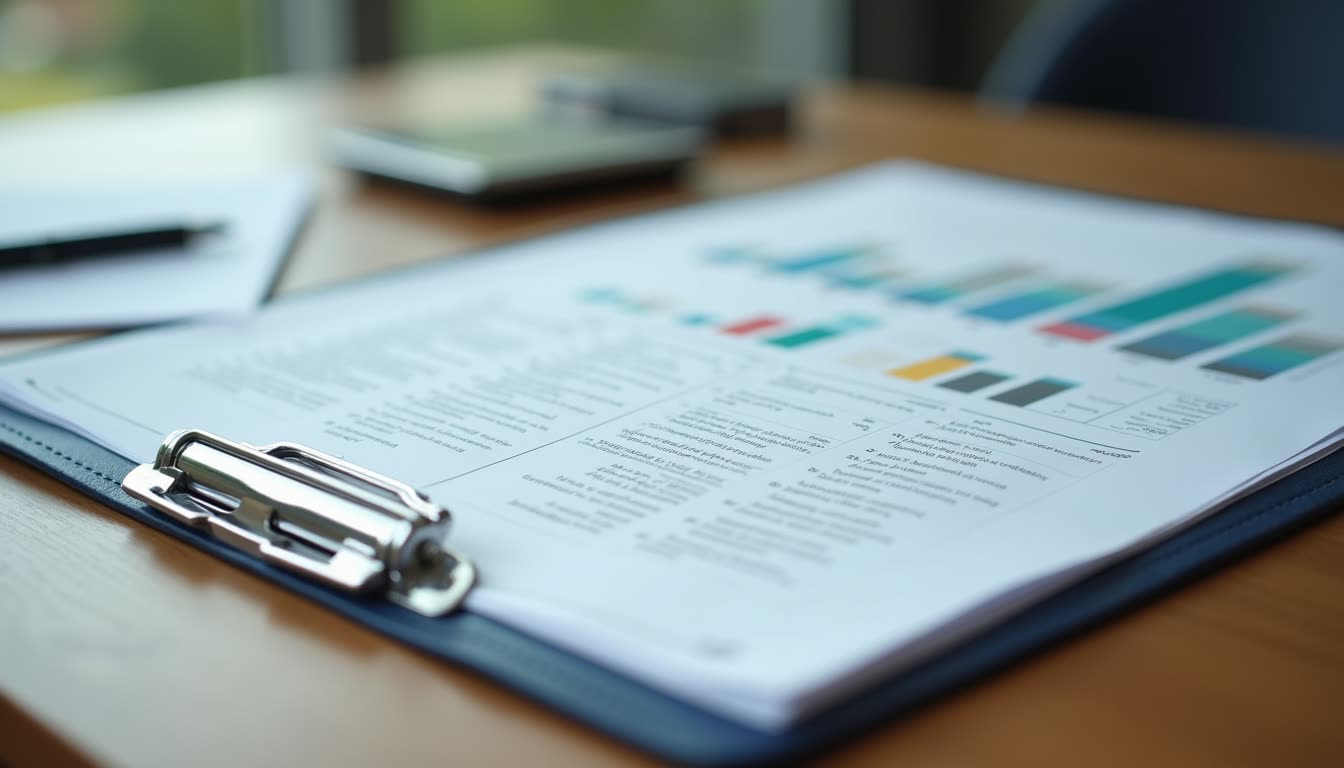 Eye-level view of a well-organized healthcare folder with insurance documents and hospital brochures